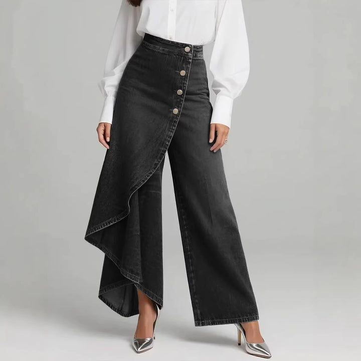 Damen Jeansrock mit asymmetrischem Schnitt und Knopfdetails Drune