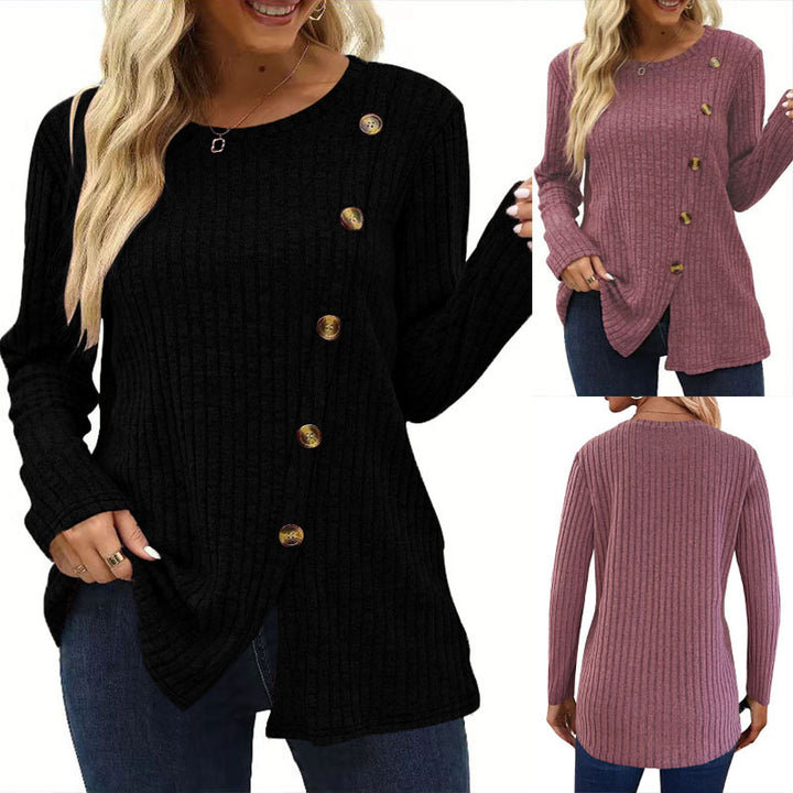 Damen Strickpullover mit Knopfdetails Drune