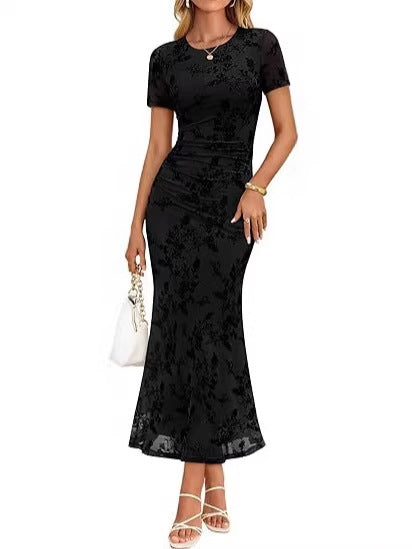 Damen Maxikleid mit floralen Stickereien Drune