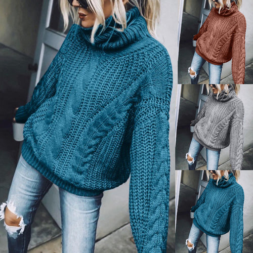 Damen Strickpullover mit hohem Kragen Drune