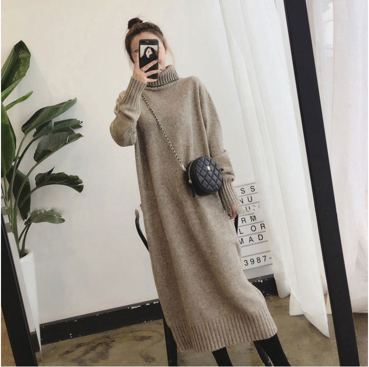 Damen Strickkleid mit hohem Kragen und eleganten Rippenbündchen Drune