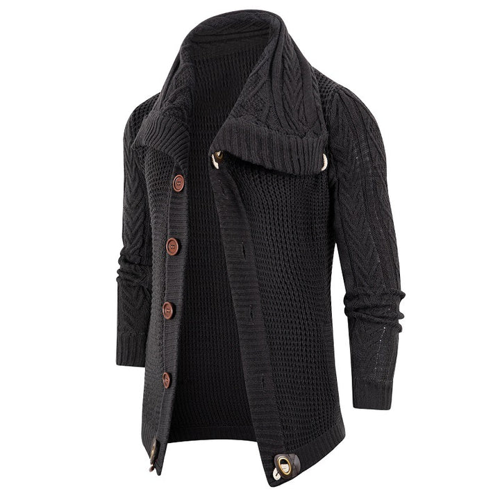 Herren Grobstrick Strickjacke mit umschlagbarem Halsausschnitt Drune