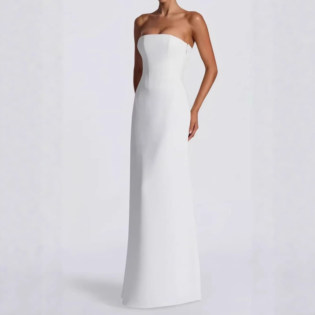 Damen Elegantes Hochzeitskleid mit schulterfreiem Design und Spitzenärmeln Drune
