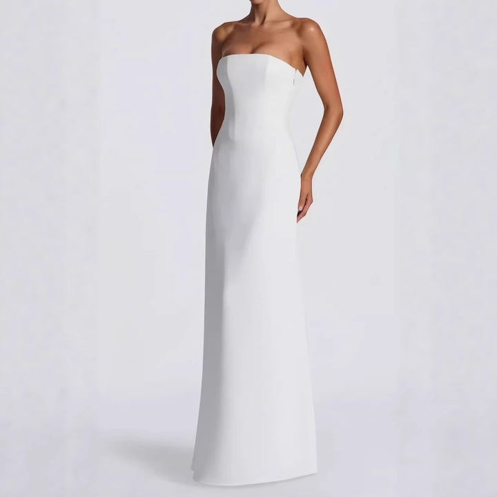 Damen Elegantes Hochzeitskleid mit schulterfreiem Design und Spitzenärmeln Drune