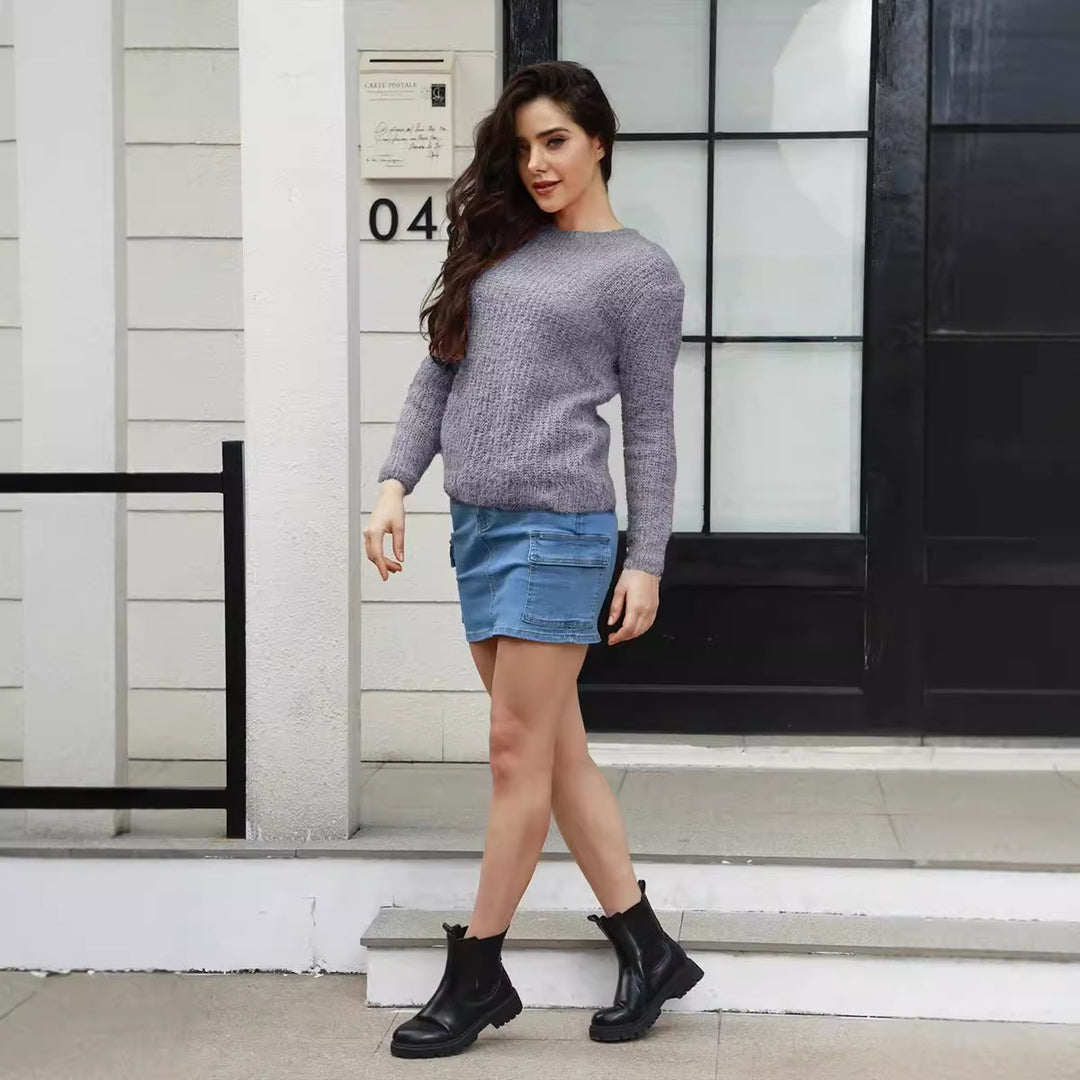 Damen Weicher Strickpullover mit lässigem Schnitt und feinem Strukturmuster Drune