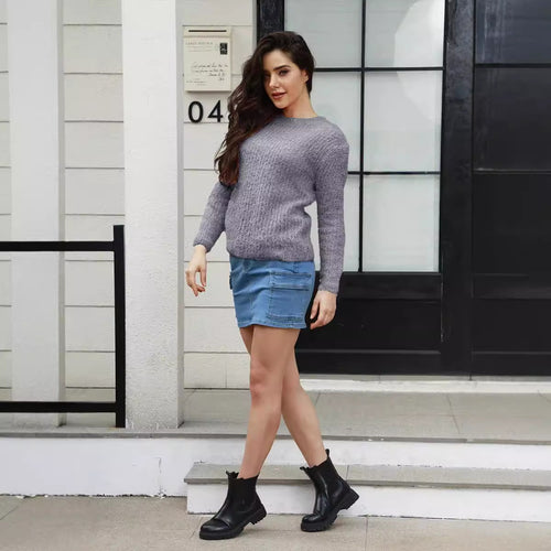 Damen Weicher Strickpullover mit lässigem Schnitt und feinem Strukturmuster Drune