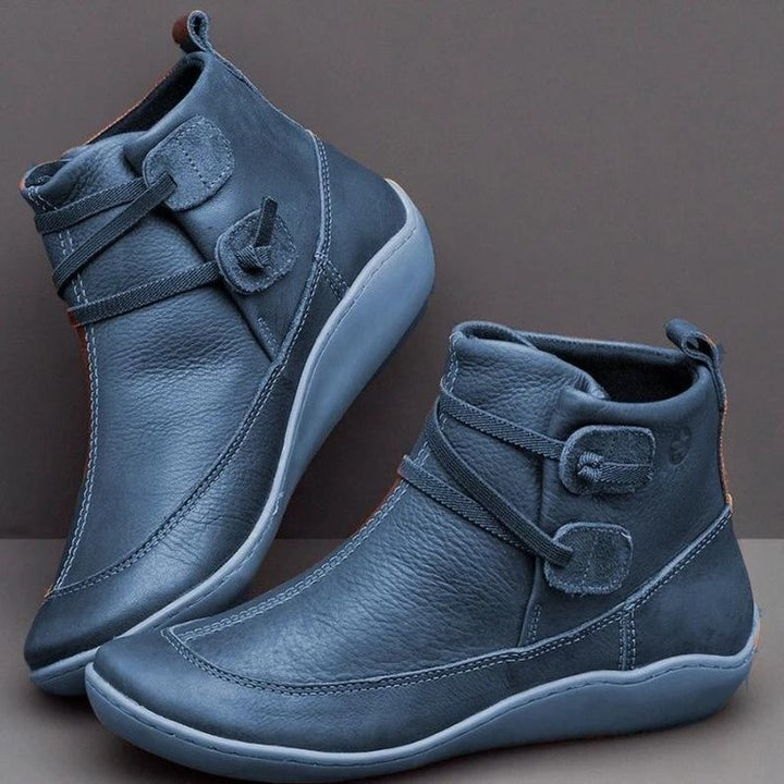 Damen Modische Booties aus hochwertigem Leder mit verstellbarem Verschlusssystem und rutschfester Sohle Drune