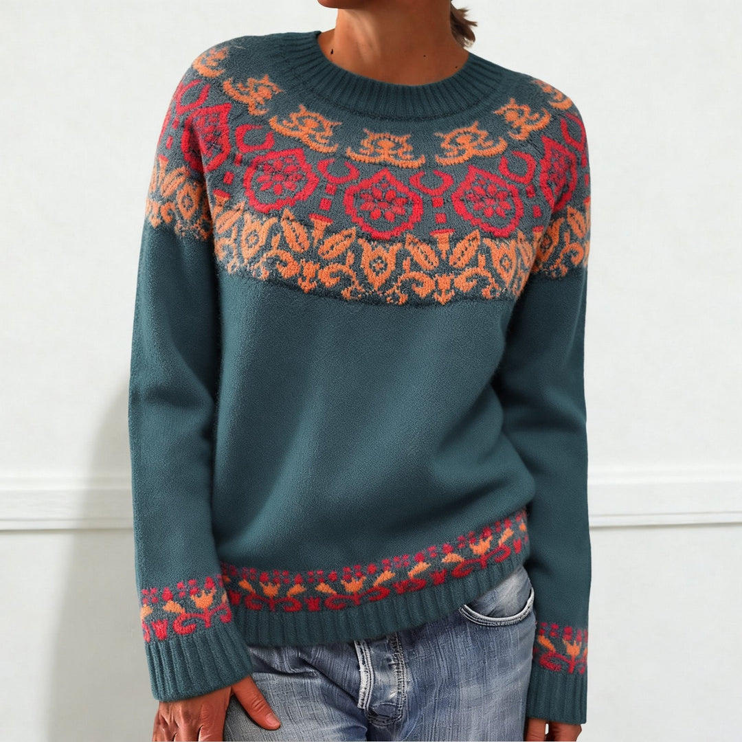 Damen nan Norwegerpullover aus Wollmix mit Rundhalsausschnitt und traditionellem Fair-Isle-Yoke Drune