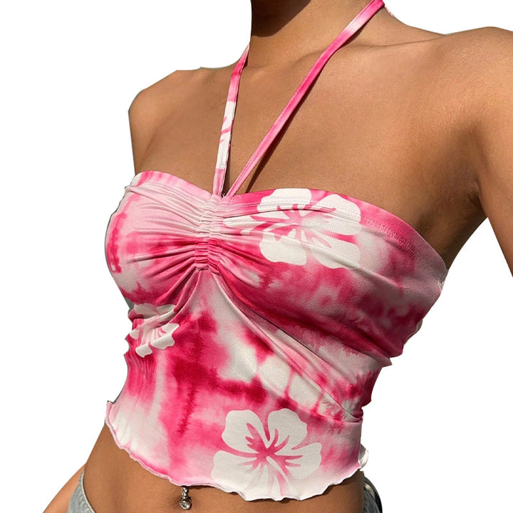 Damen Bandeau Top mit floralem Motiv und gerafftem Design Drune