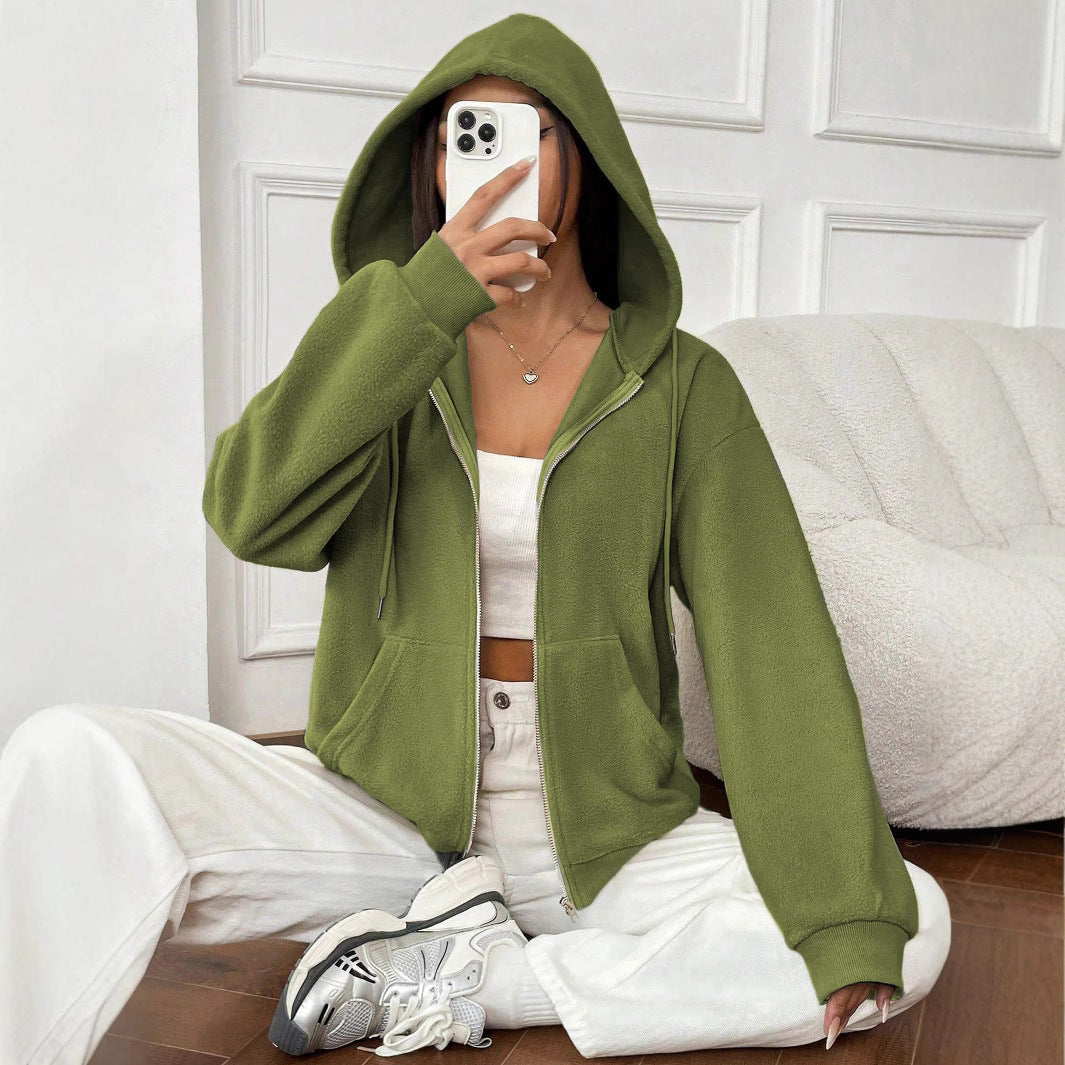 Damen Fleecejacke mit Kapuze und Reißverschluss Drune
