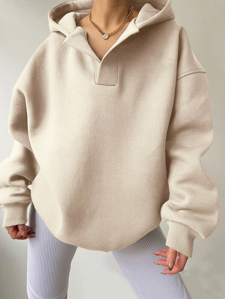 Damen Oversized Hoodie mit kurzem Kragen und praktischen Seitentaschen Drune