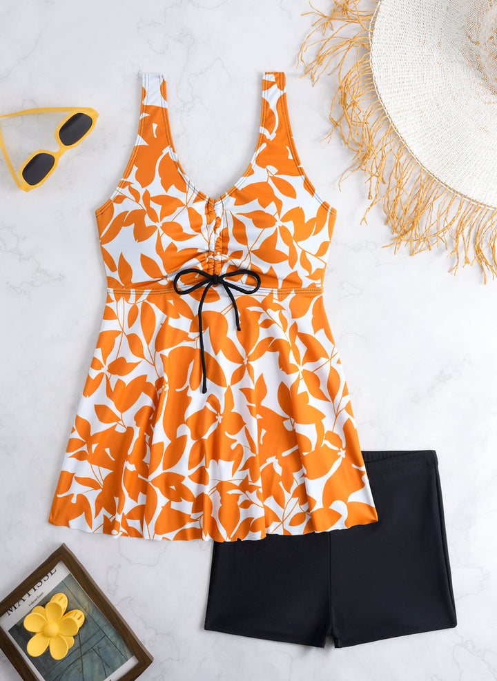 Damen Tankini-Set mit modischem Volant und grafischem Pfauenmuster Drune