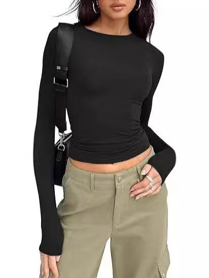 Damen Fashion Langarmoberteil mit asymmetrischem Schnitt und weichen Ärmeln Drune
