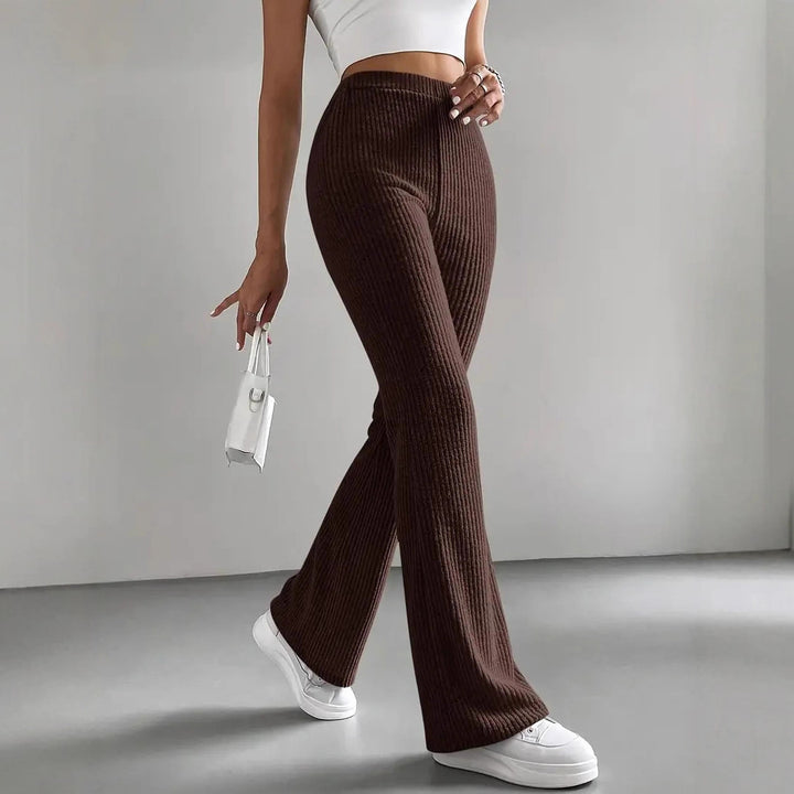 Damen Elegante und bequeme Rippen-Hose mit hohem Bund Drune