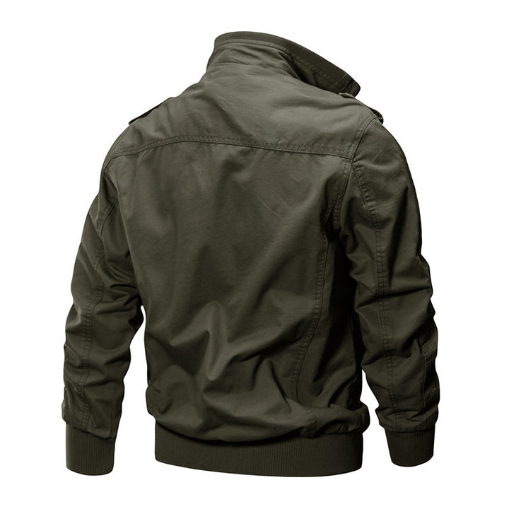 Herren nan leichter Urban-Fieldbomber aus gewaschenem Canvas mit Reißverschluss-Brusttaschen und elastischem Bund Drune