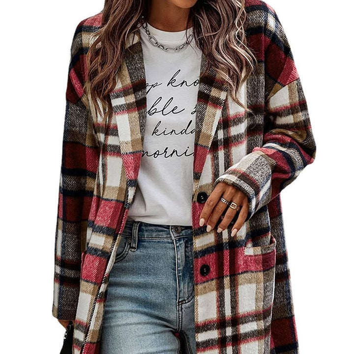 Damen Karierter Woolcoat mit modernen Schnittdetails Drune