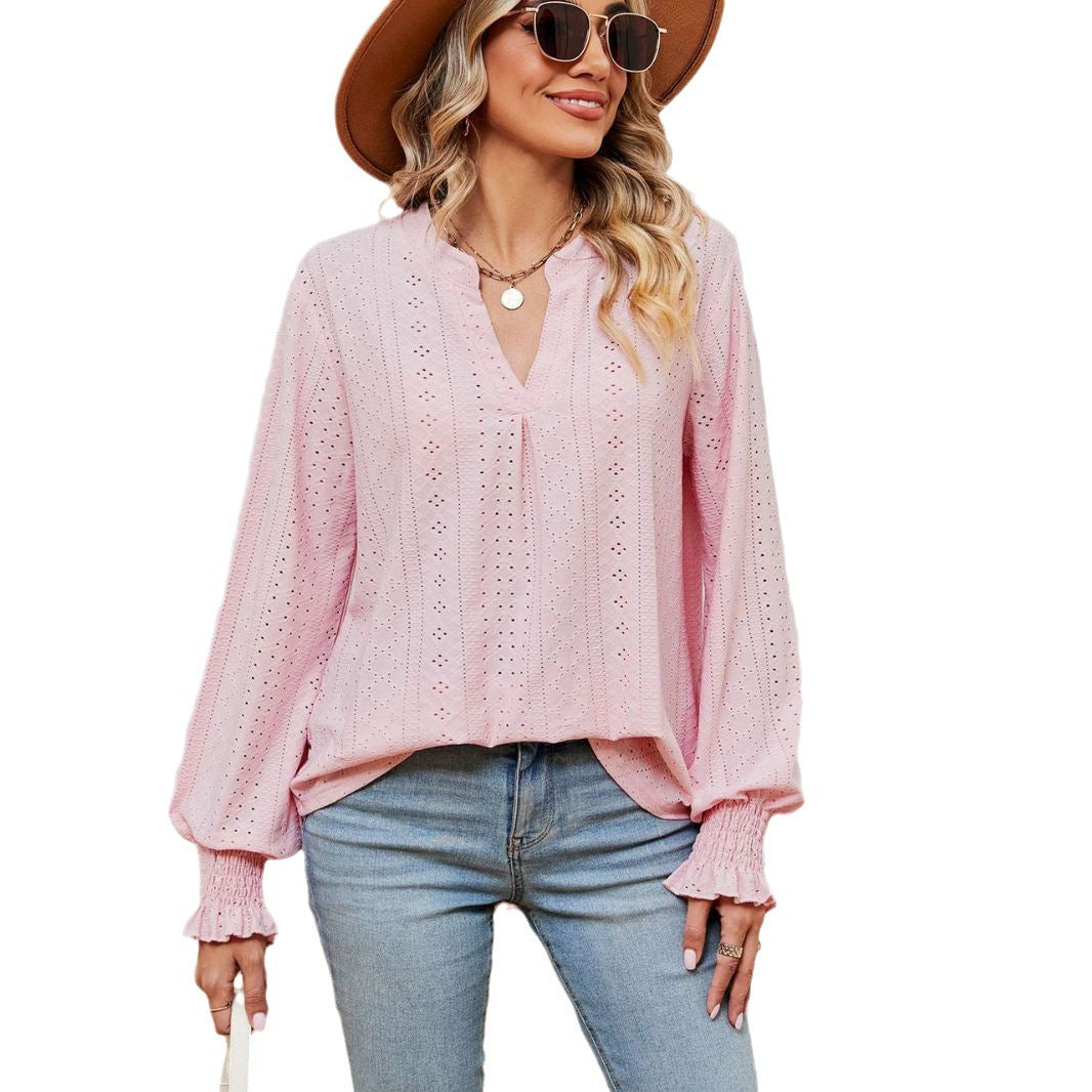 Damen Blusenshirt mit Lochmuster und eleganter Passform Drune
