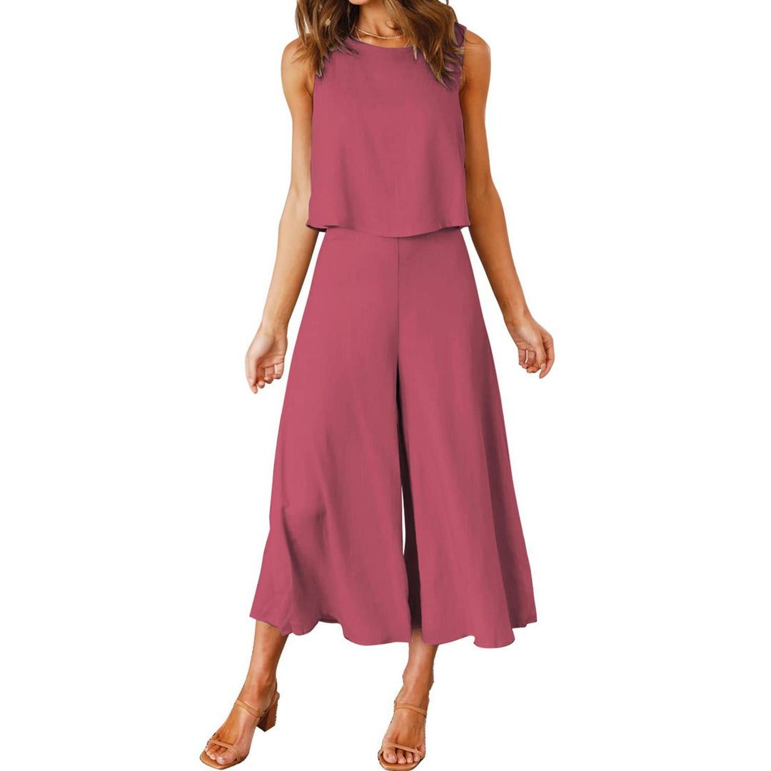 Damen Luftiger Jumpsuit mit schwingendem Bein und ärmellosem Design Drune