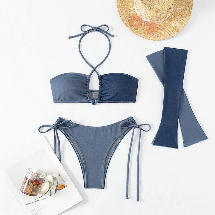 Damen Bikini-Set mit Langarm-Oberteil und raffinierten Schnürdetails Drune