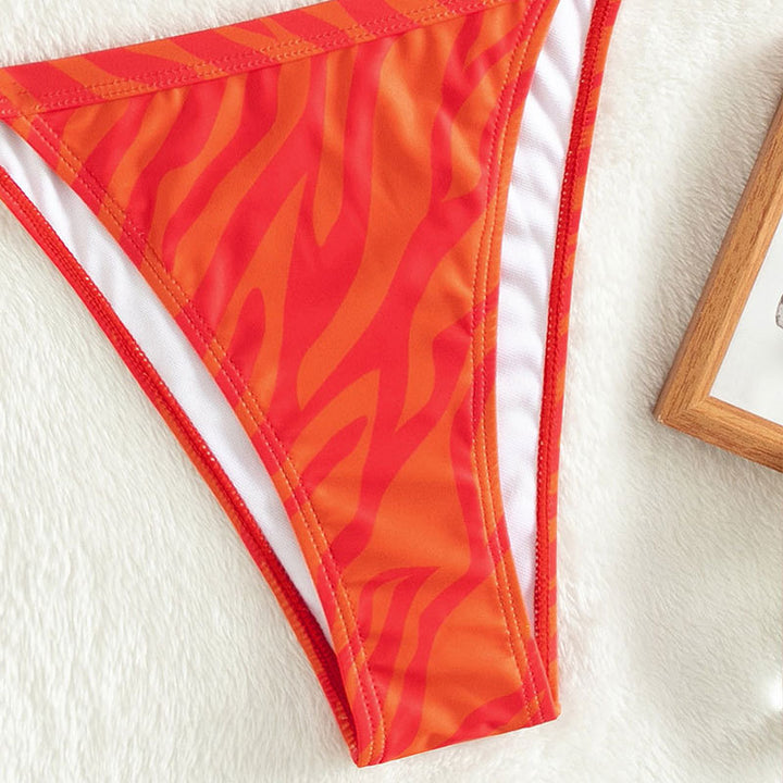 Damen Zweiteiliges Bikiniset mit sportlichem Schnitt und aufregendem Tierprint Drune
