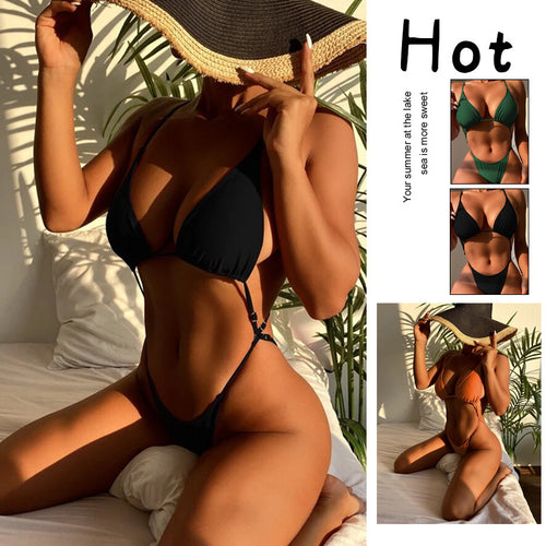 Damen Triangel-Bikini mit verstellbaren Trägern und raffinierten Details Drune