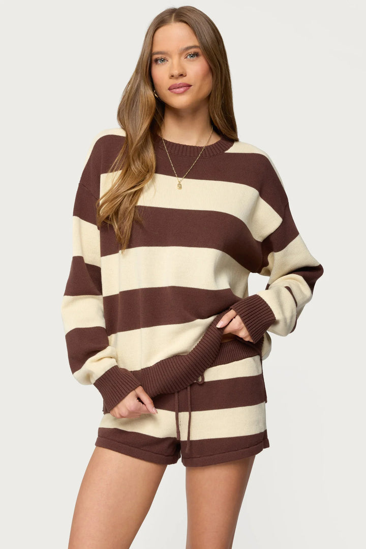 Damen gemütlicher Sweatpullover und Shorts Set Drune