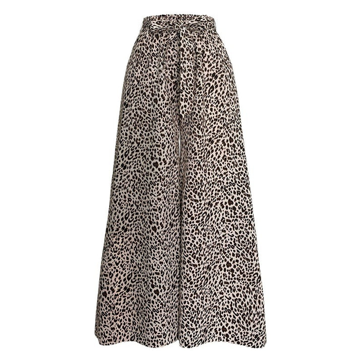 Damen weite Palazzo-Hose mit stylishm Leopardenmuster Drune