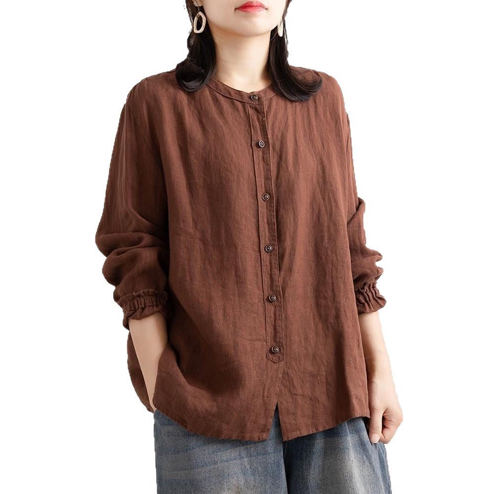 Damen Lockere Bluse mit Knopfdetails Drune