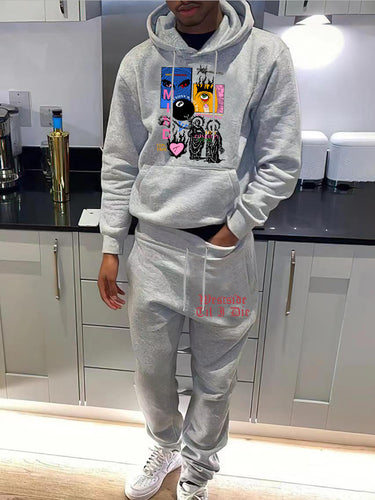 Damen urbaner Hoodie und Jogginghose Set mit kreativem Grafikdesign Drune