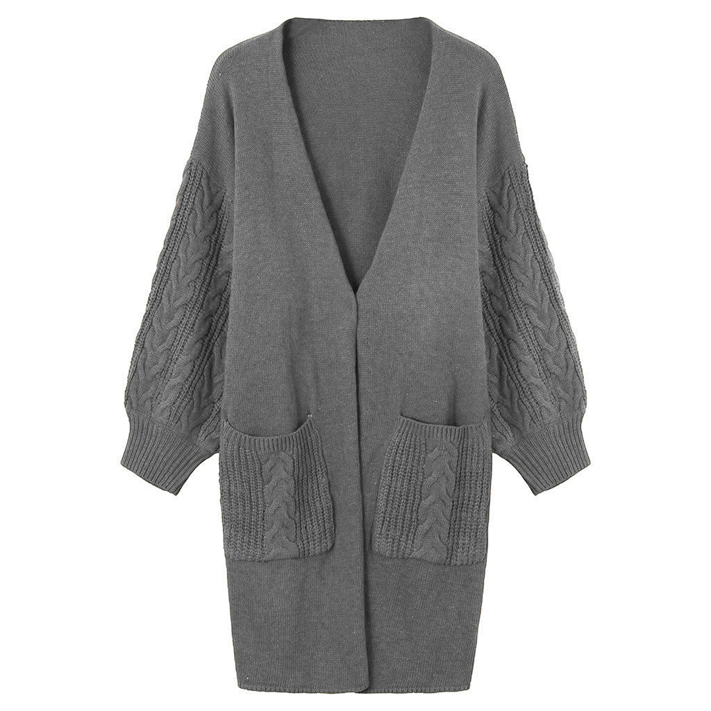 Damen gemütliche Strickjacke mit Taschen Drune
