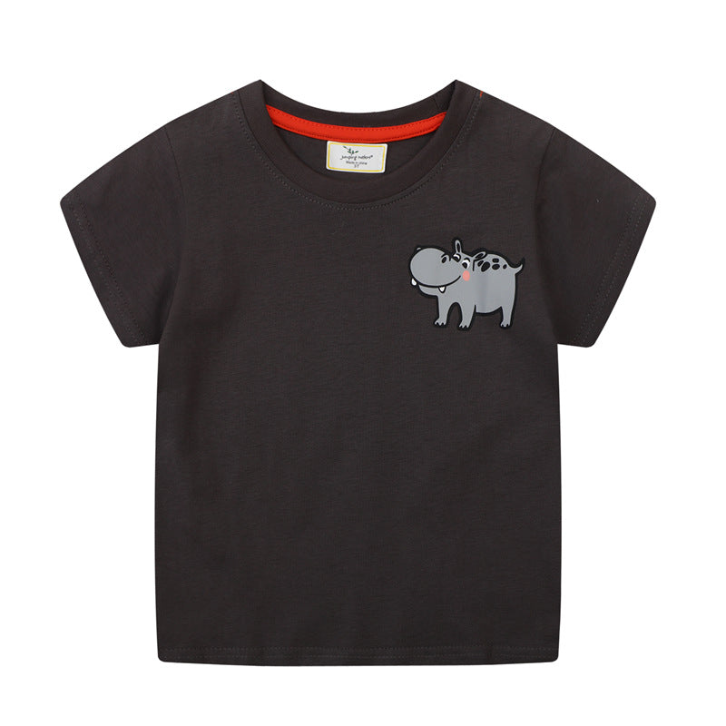 Jungen T-Shirt mit lustigem Nilpferd-Applikation Drune