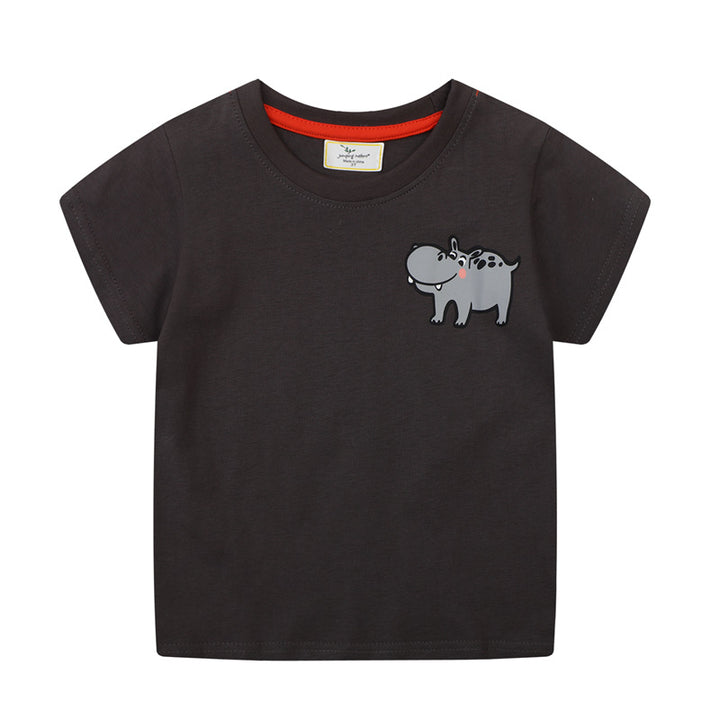 Jungen T-Shirt mit lustigem Nilpferd-Applikation Drune