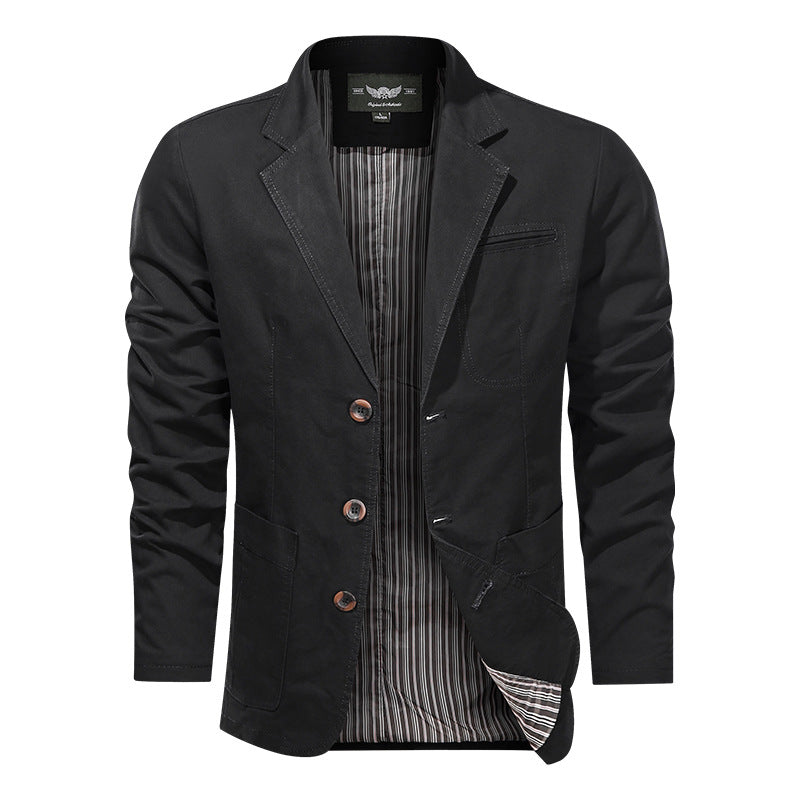 Herren nan leichtes Baumwollblazer Sakko mit gestreiftem Innenfutter Drune