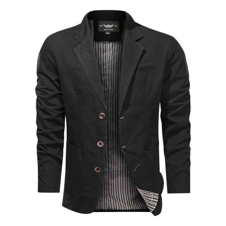 Herren nan leichtes Baumwollblazer Sakko mit gestreiftem Innenfutter Drune