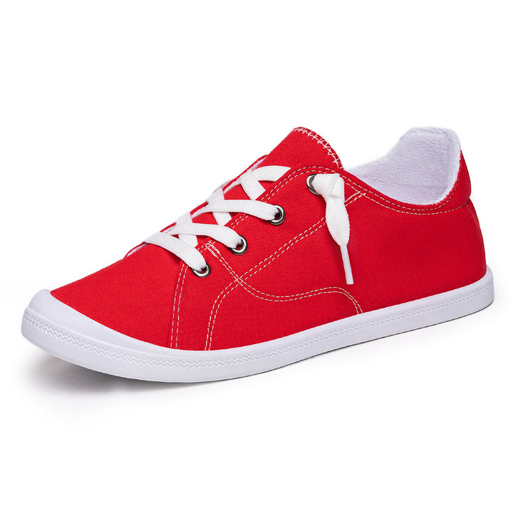 Damen nan klassische Canvas-Sneaker low-top mit verstärkter Gummisohle, Metallösen und gepolstertem Fersenkragen Drune