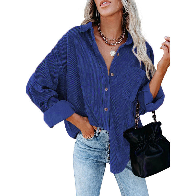 Damen lässige Cordhemdbluse Drune