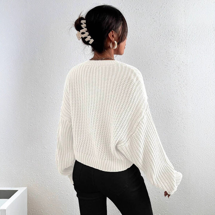 Damen Modischer Grobstrickpullover mit überschnittenen Schultern und weitem Schnitt Drune
