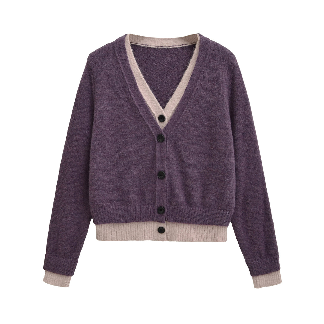 Damen Strickjacke mit V-Ausschnitt und kontrastierenden Details Drune
