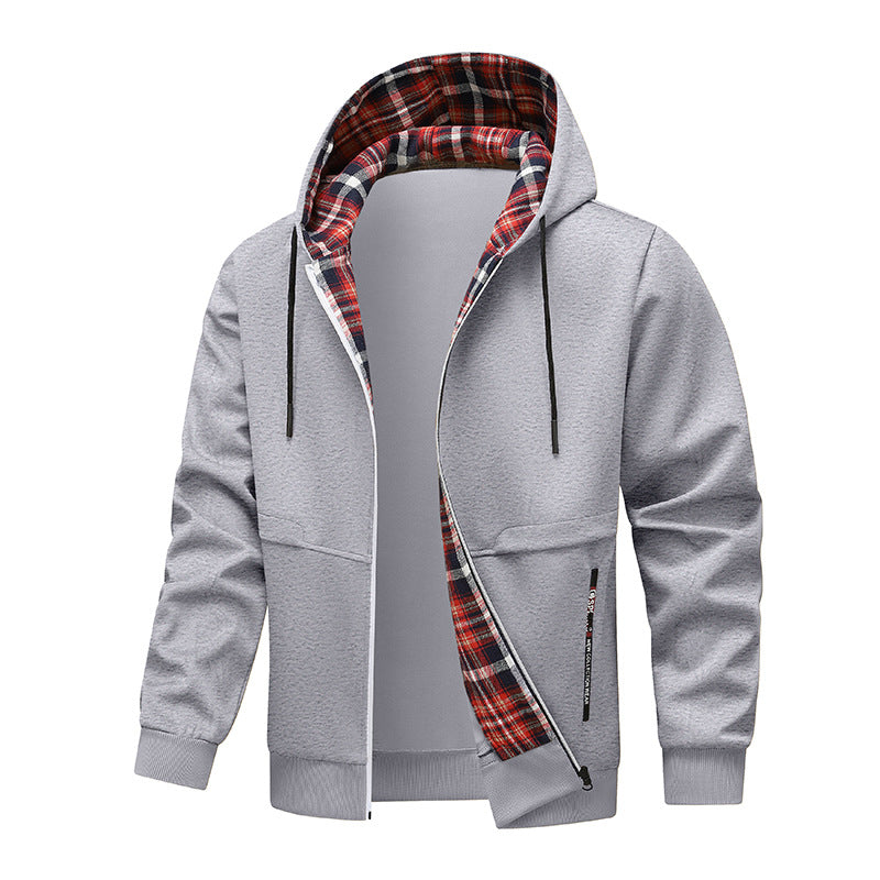Herren sportliche Hybridjacke mit innenliegenden Karomuster Drune