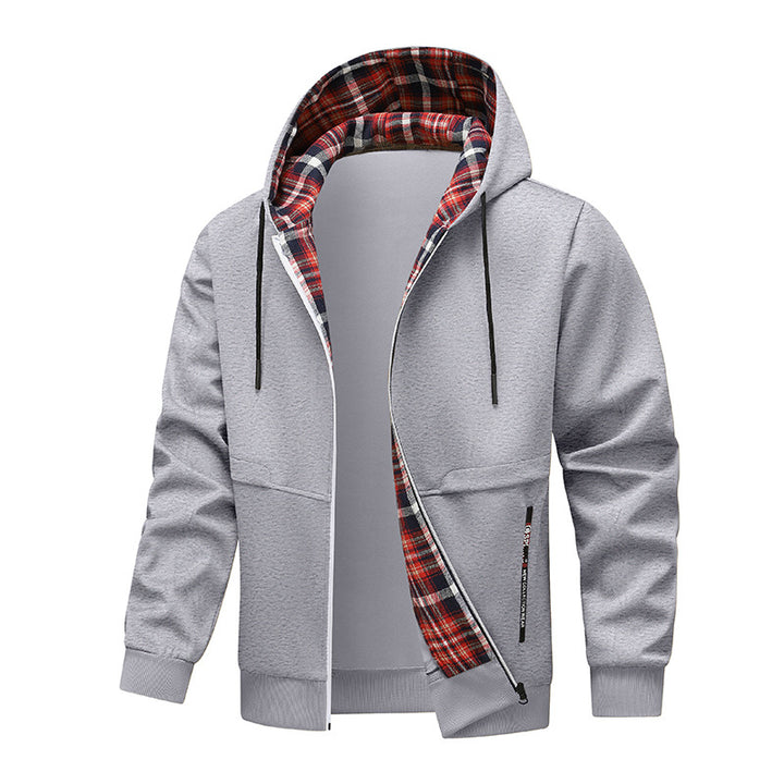 Herren sportliche Hybridjacke mit innenliegenden Karomuster Drune