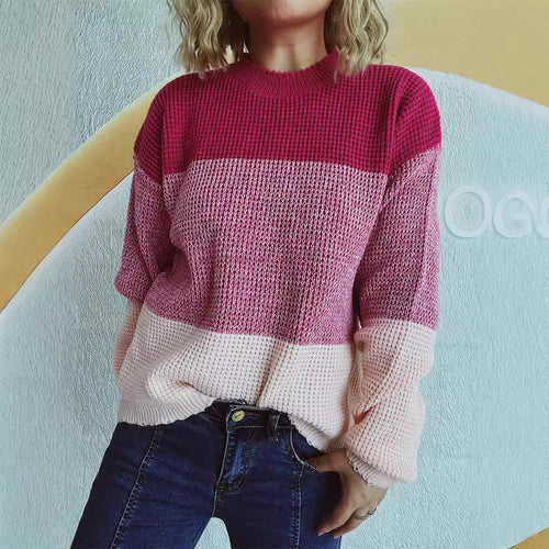 Damen lässiger Strickpullover mit großzügigem Muster und modernem Schnitt Drune