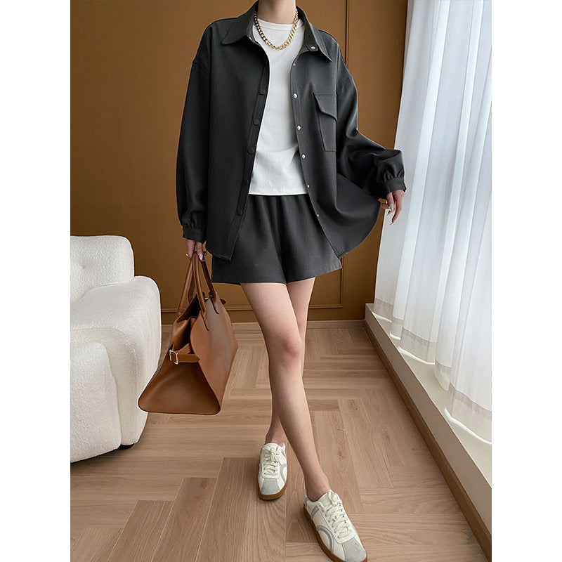 Damen lässiges Overshirt mit einstellbarem Bund und praktischen Taschen Drune