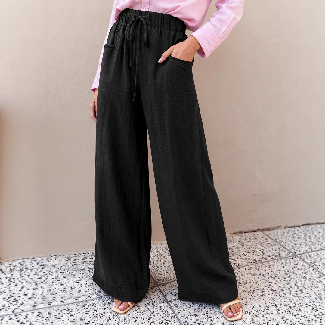 Damen Weit geschnittene Sommerhose mit elastischem Bund und frontalen Taschen Drune