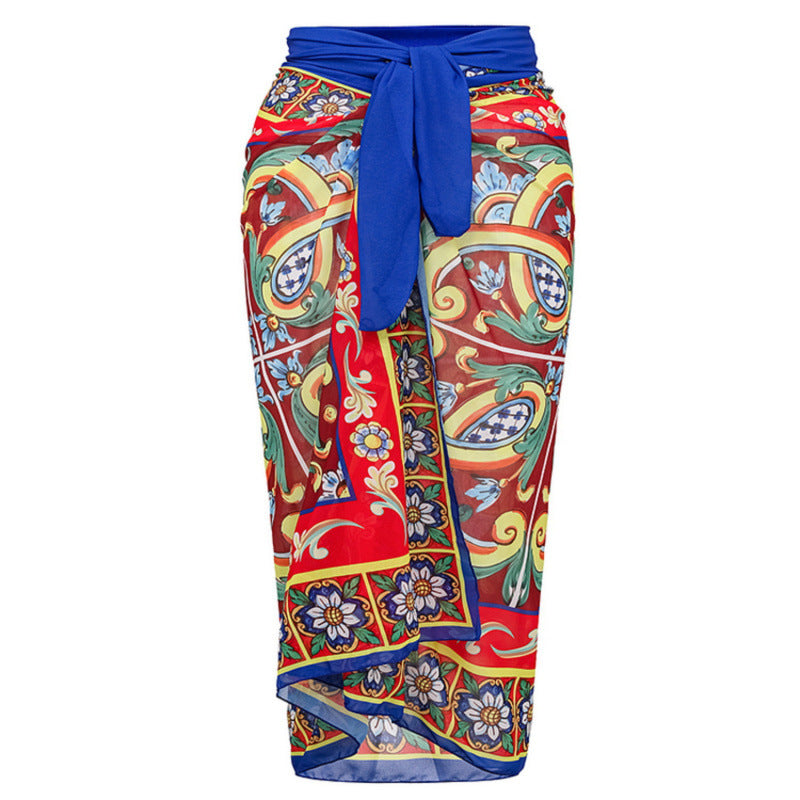 Damen Badeanzug-Set mit floralem Muster und elegantem Wickelrock Drune