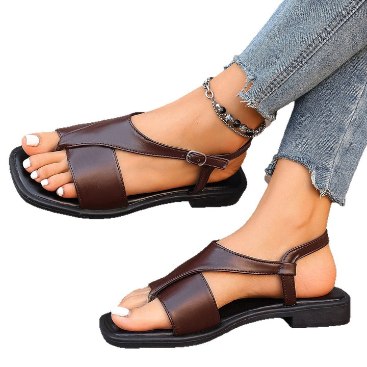 Damen Zehentrenner-Sandalen mit modischem Riemendesign und komfortablem Fußbett Drune