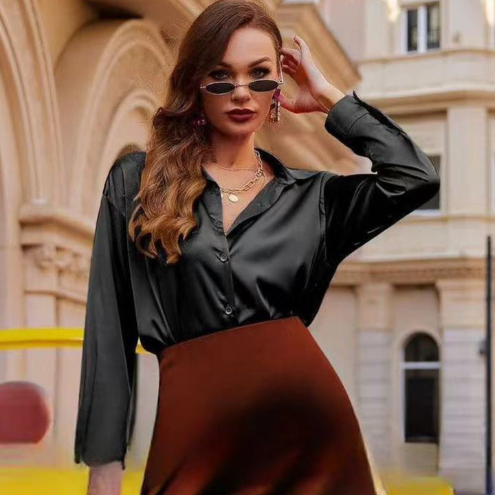 Damen Satin Minirock mit elegantem Schnitt und fließendem Fall Drune
