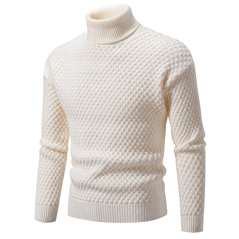 Herren Strickpullover mit hohem Kragen und strukturierter Oberfläche Drune