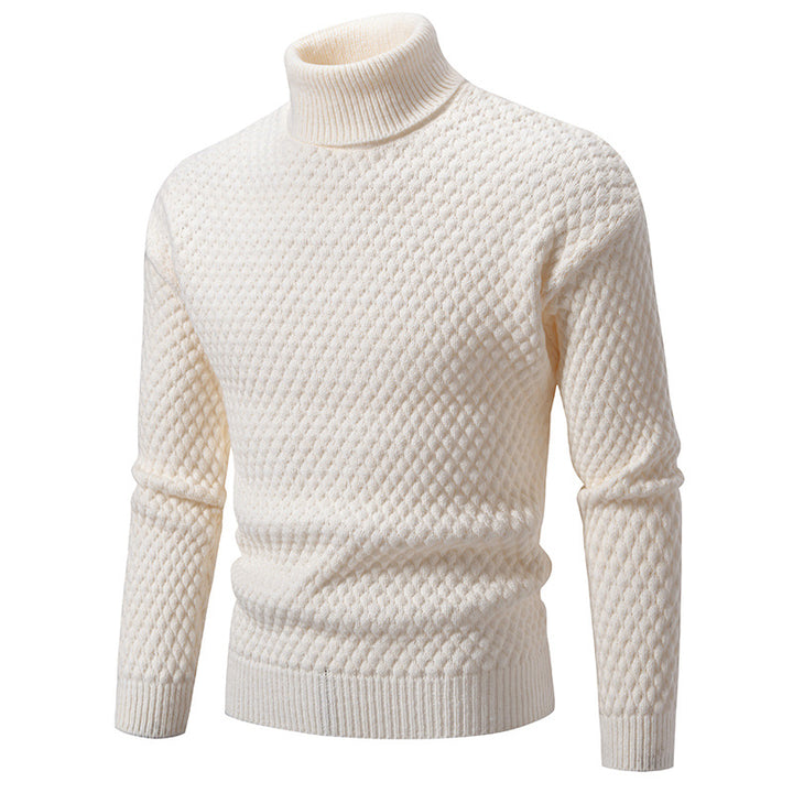 Herren Strickpullover mit hohem Kragen und strukturierter Oberfläche Drune