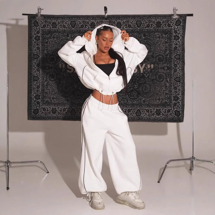 Damen Sportliche Oversized Loungewear mit reflektierenden Details Drune