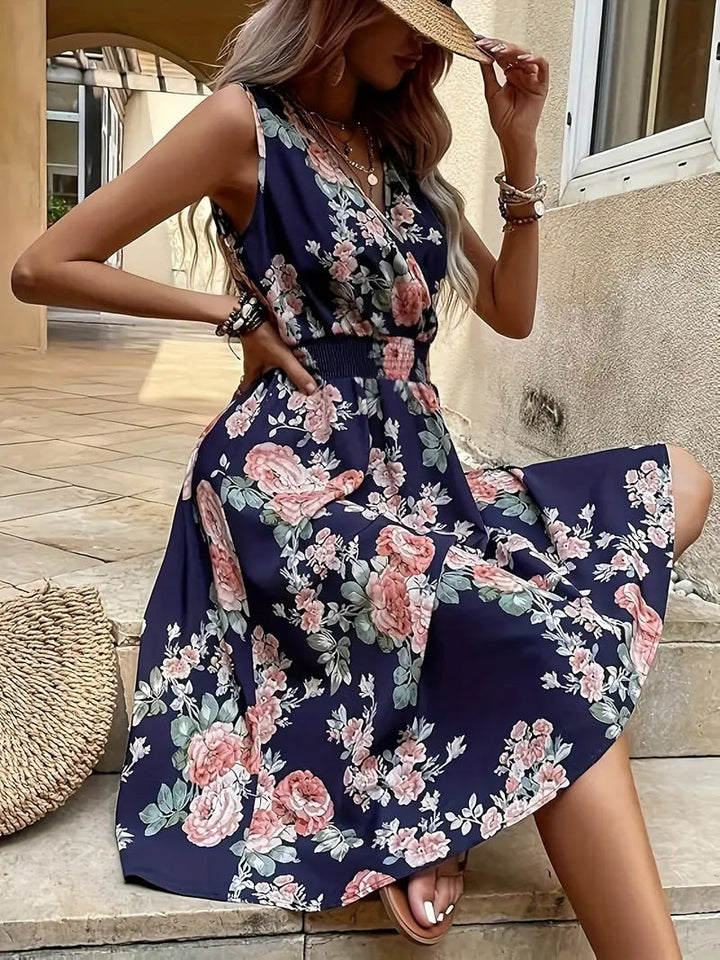 Damen Verspieltes A-Linien Kleid mit floralen Details Drune